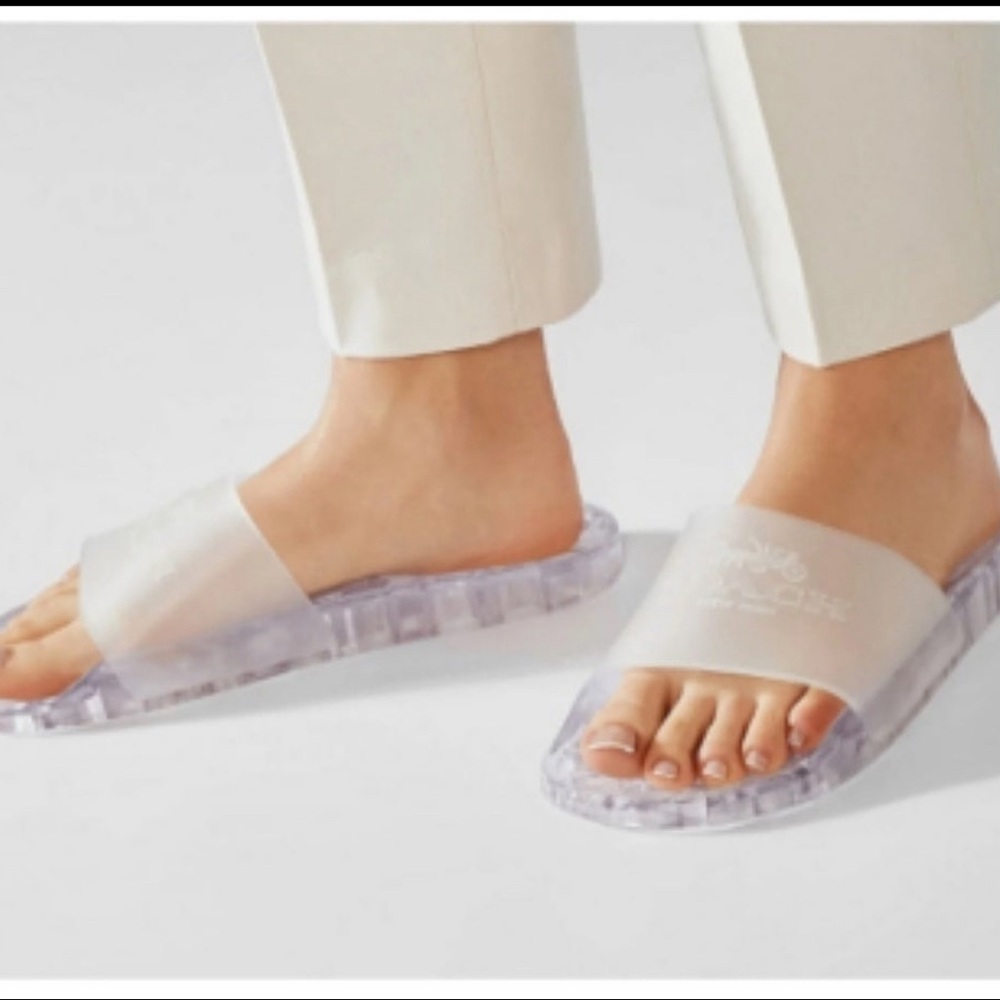 Clear Coach Jelly Slides Sandals. Size 8